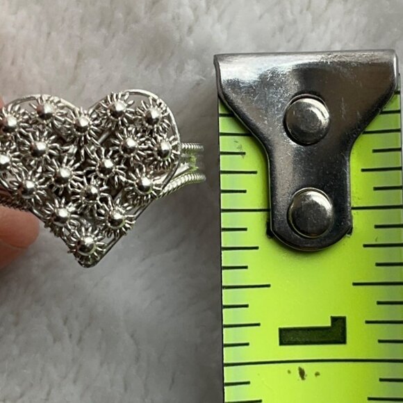 NEW Artisan made Sterling silver Filigree Heart ring .925 Adjustable Valentines - Picture 6 of 7